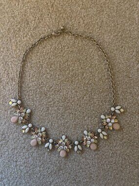 francesca's statement necklace like new - jade, diamond, nude white gems 2010s